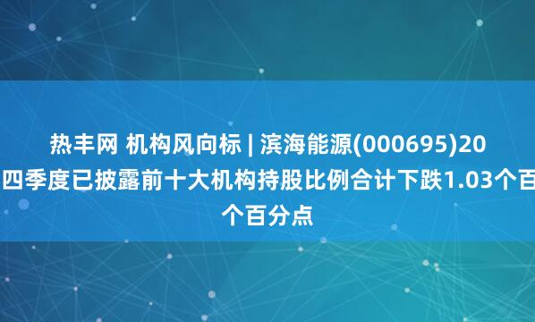 热丰网 机构风向标 | 滨海能源(000695)2024年四季度已披露前十大机构持股比例合计下跌1.03个百分点