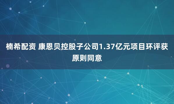 楠希配资 康恩贝控股子公司1.37亿元项目环评获原则同意