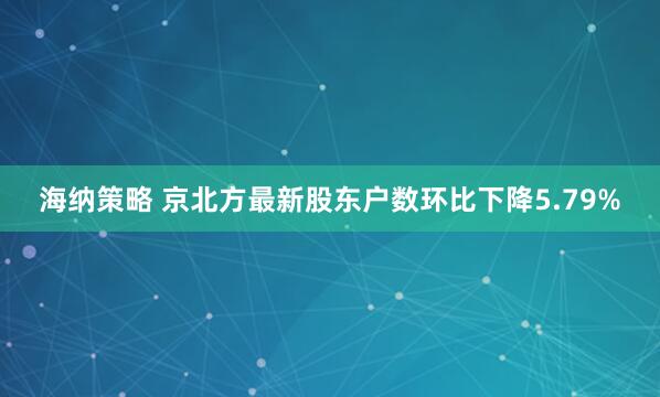 海纳策略 京北方最新股东户数环比下降5.79%