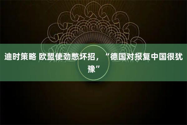 迪时策略 欧盟使劲憋坏招，“德国对报复中国很犹豫”